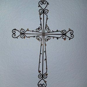 Metal and Stones Wall Cross